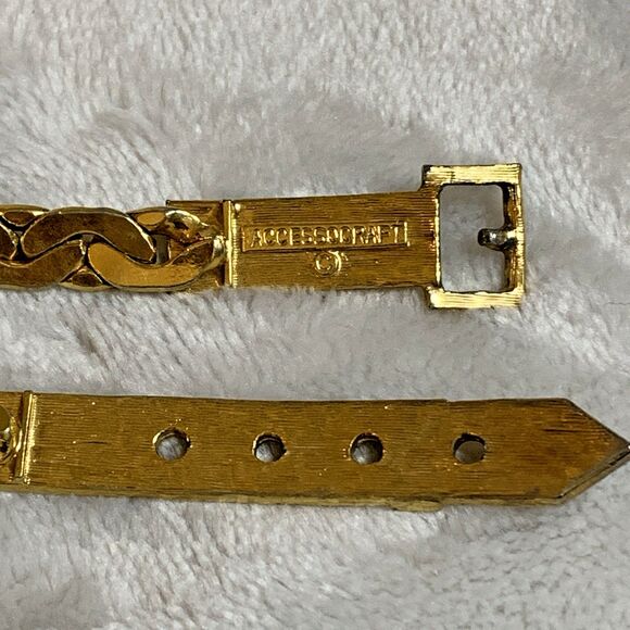 VTG 80s Accessocraft Gold Tone Metal Braided Leaf Belt 33\